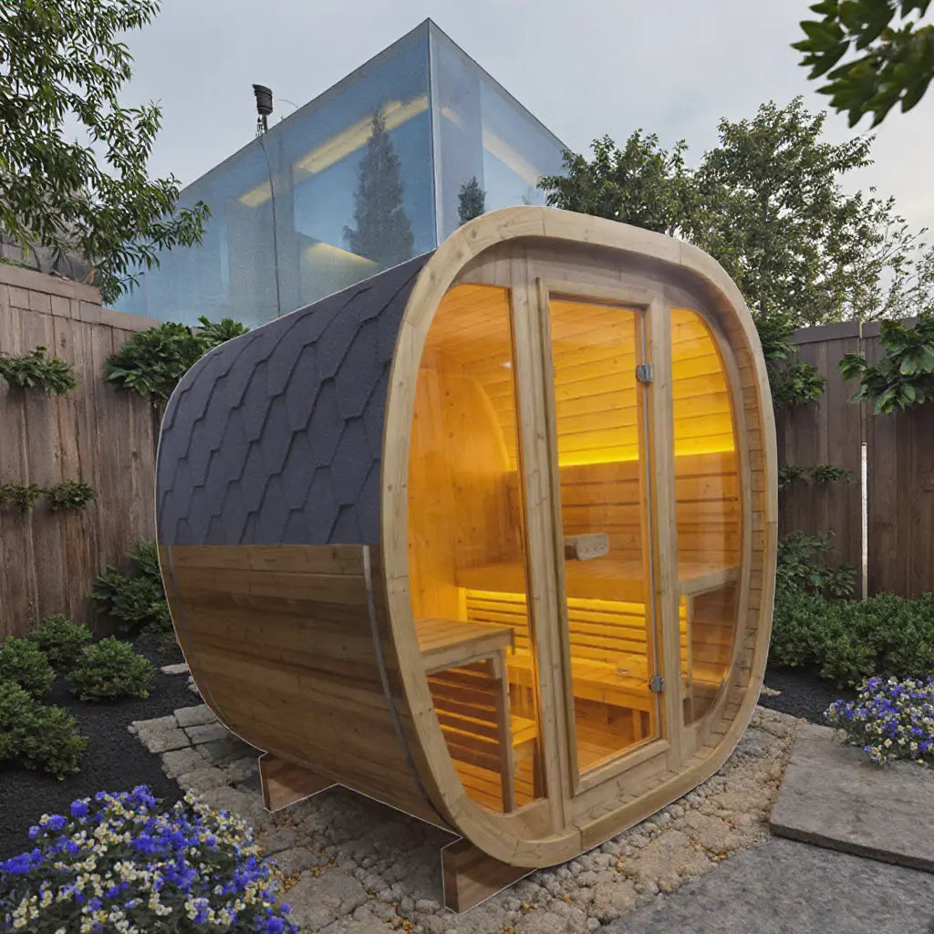 4-person Brown Square Outdoor Sauna HELIUS