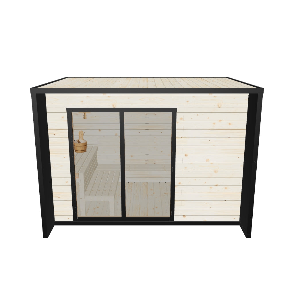 【New product pre-sale】6-person Square Luxury Outdoor Sauna with Private Changing Room - XPO | 6-person sauna