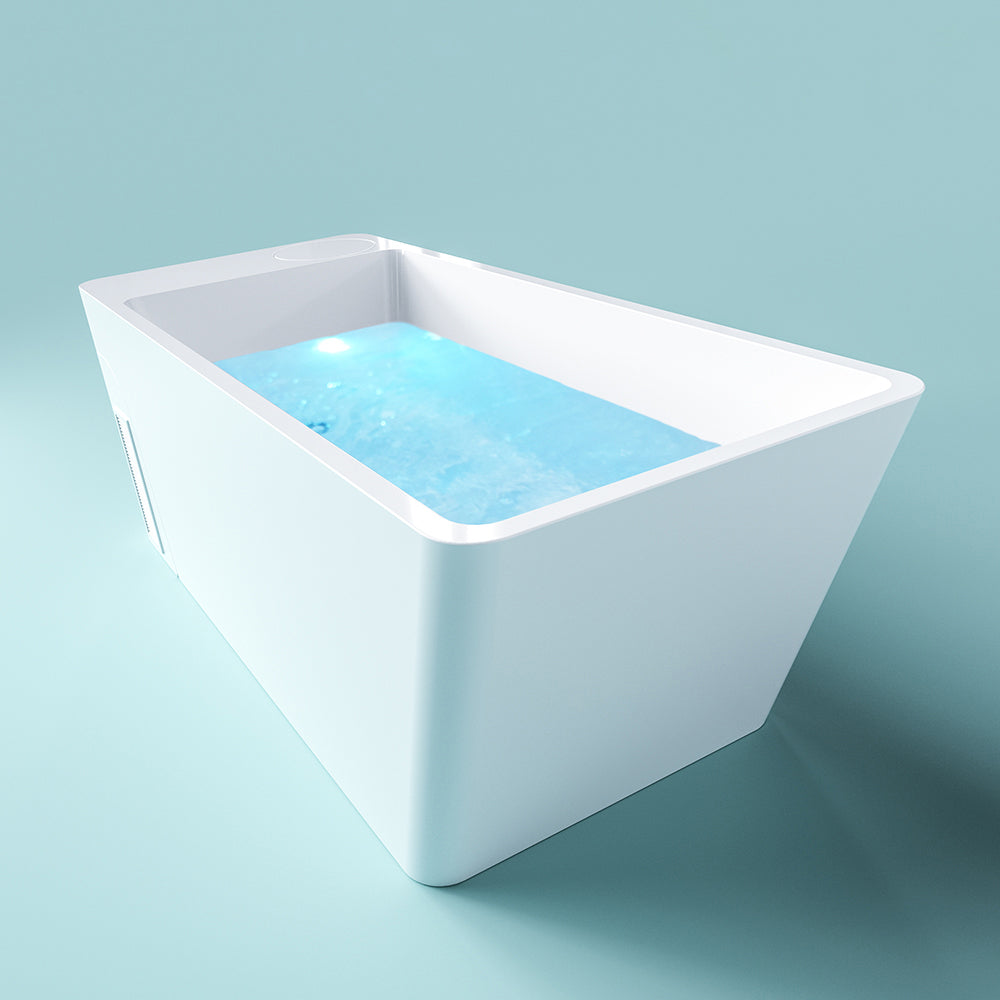 Acrylic Ice Bath Tub with Built-In Ice Machine – All-in-One Cold Plunge Spa System for Athlete Recovery, Hydrotherapy & Home Gym, Modern Sleek Cooling Design