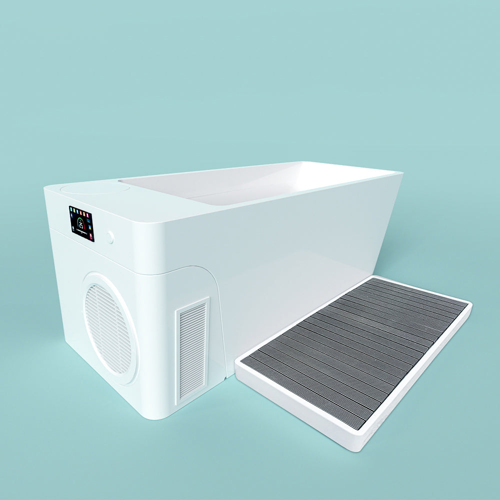 Acrylic Ice Bath Tub with Built-In Ice Machine – All-in-One Cold Plunge Spa System for Athlete Recovery, Hydrotherapy & Home Gym, Modern Sleek Cooling Design
