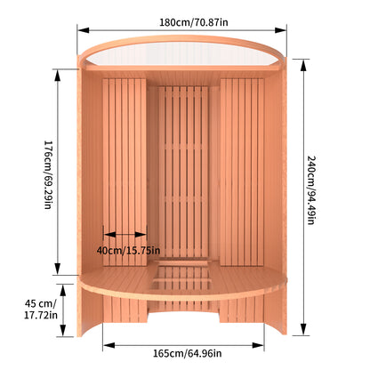 6-Person Patchwork Red Cedar Traditional Steam Sauna with Half-viewing Window