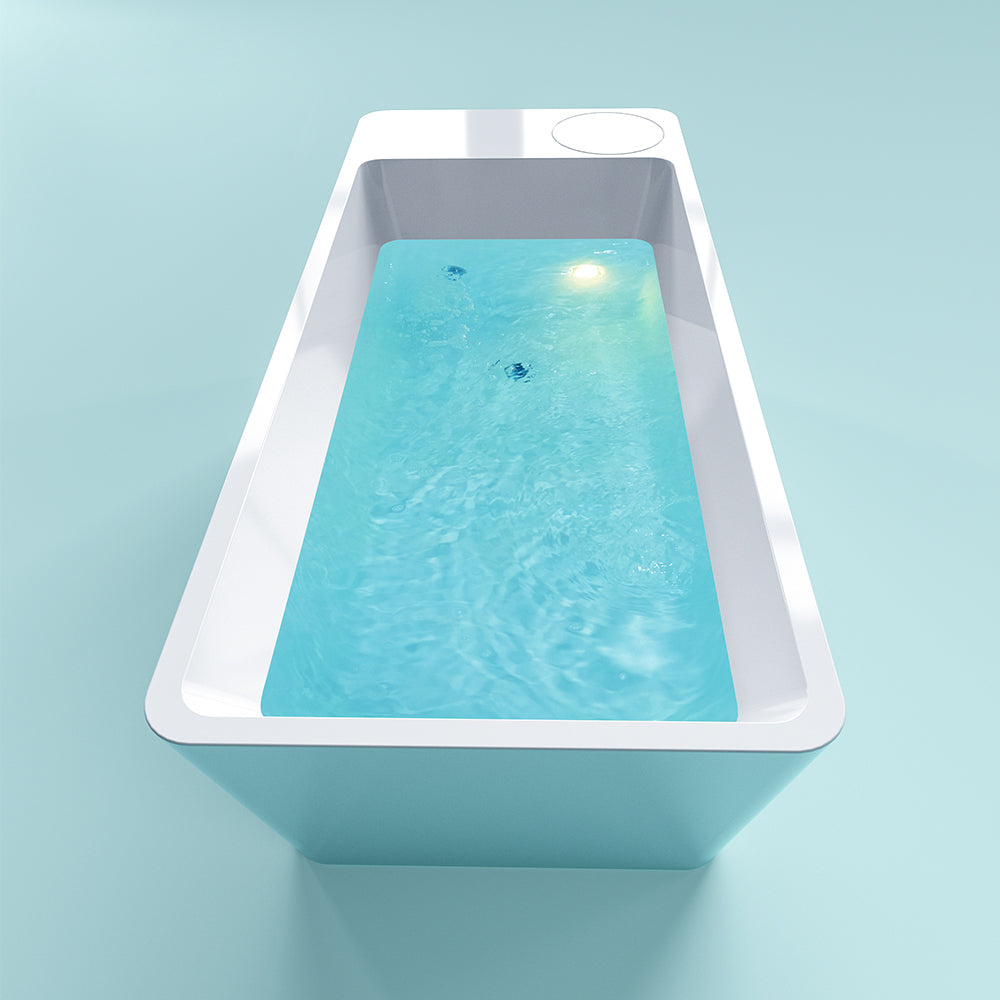 Acrylic Ice Bath Tub with Built-In Ice Machine – All-in-One Cold Plunge Spa System for Athlete Recovery, Hydrotherapy & Home Gym, Modern Sleek Cooling Design