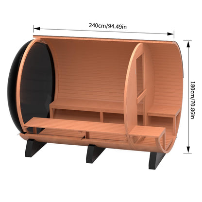 6-Person Patchwork Red Cedar Sauna with Heater and Acrylic Viewing Window