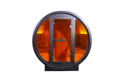 4 - Person Black Traditional Barrel Steam Sauna: Share Timeless Relaxation & Wellness