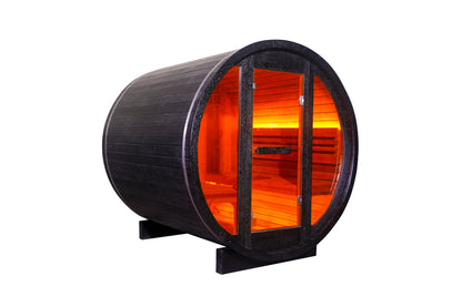 4 - Person Black Traditional Barrel Steam Sauna: Share Timeless Relaxation & Wellness