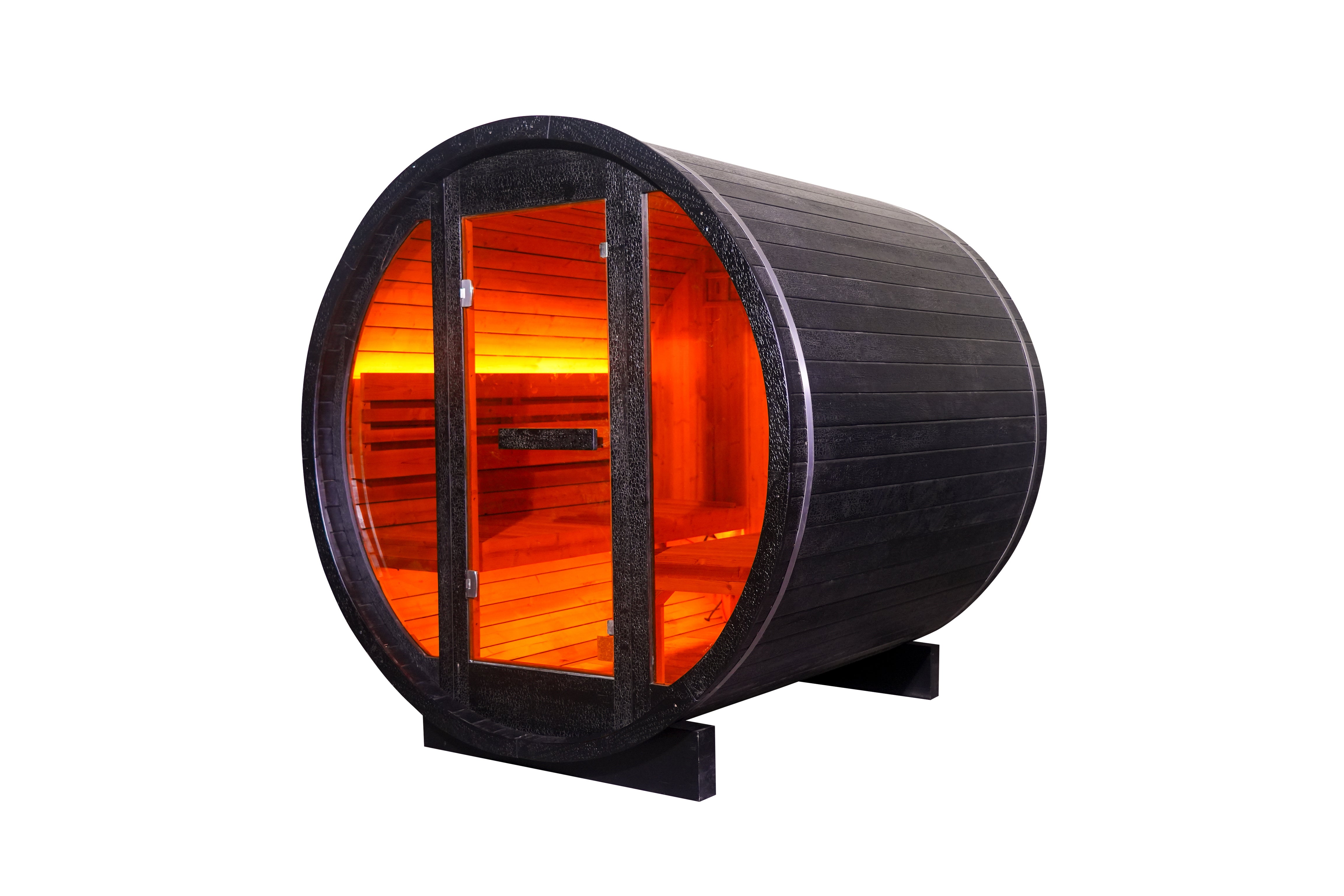 4 - Person Black Traditional Barrel Steam Sauna: Share Timeless Relaxation & Wellness