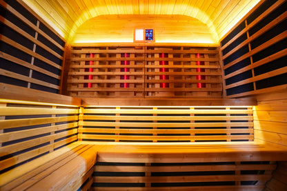 6 - Person Traditional Square Far - Infrared Sauna with Amber Glass