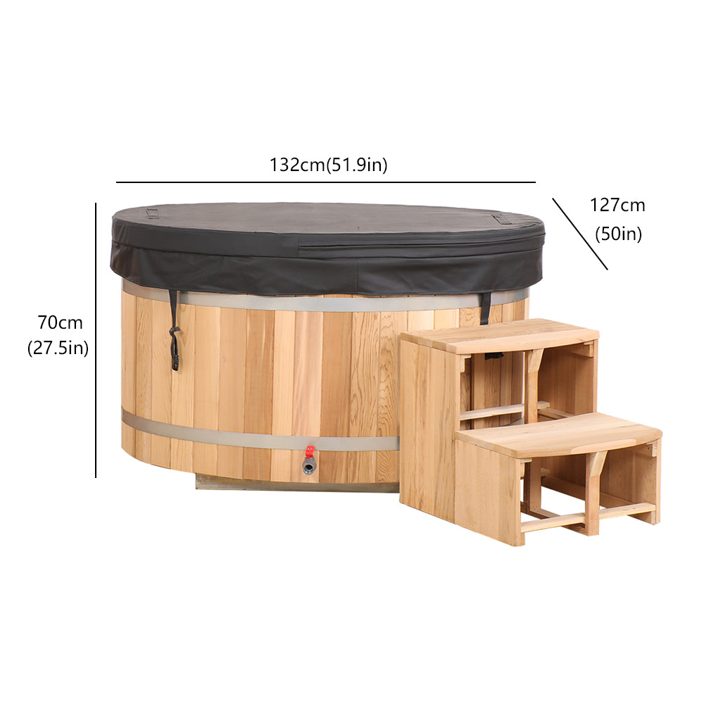 Premium Red Cedar Oval Ice Bath Tub – Cold Plunge Spa Barrel for Athletes Recovery & Therapeutic Home Use, Natural Wooden Therapy Tub