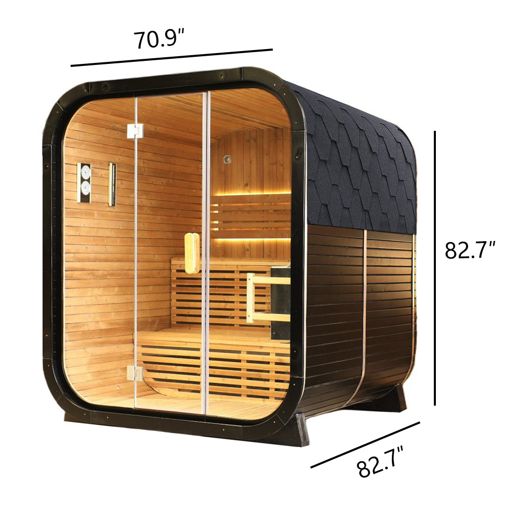 Outdoor Traditional Knot Cedar Square Steam Sauna - Premium Home Spa Experience for Relaxation & Wellness