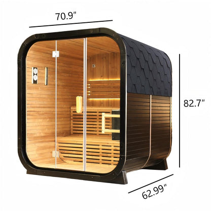 Outdoor Traditional Thermo Spruce Square Steam Sauna - Premium Home Spa Experience for Relaxation & Wellness