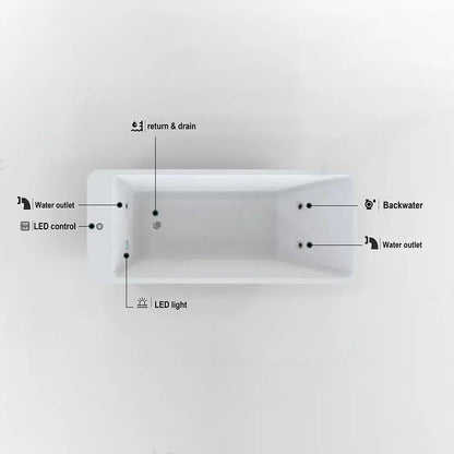 Rectangular Cold Plunge Tub Soaking Bathtub Acrylic Freestanding Ice Bath Tub