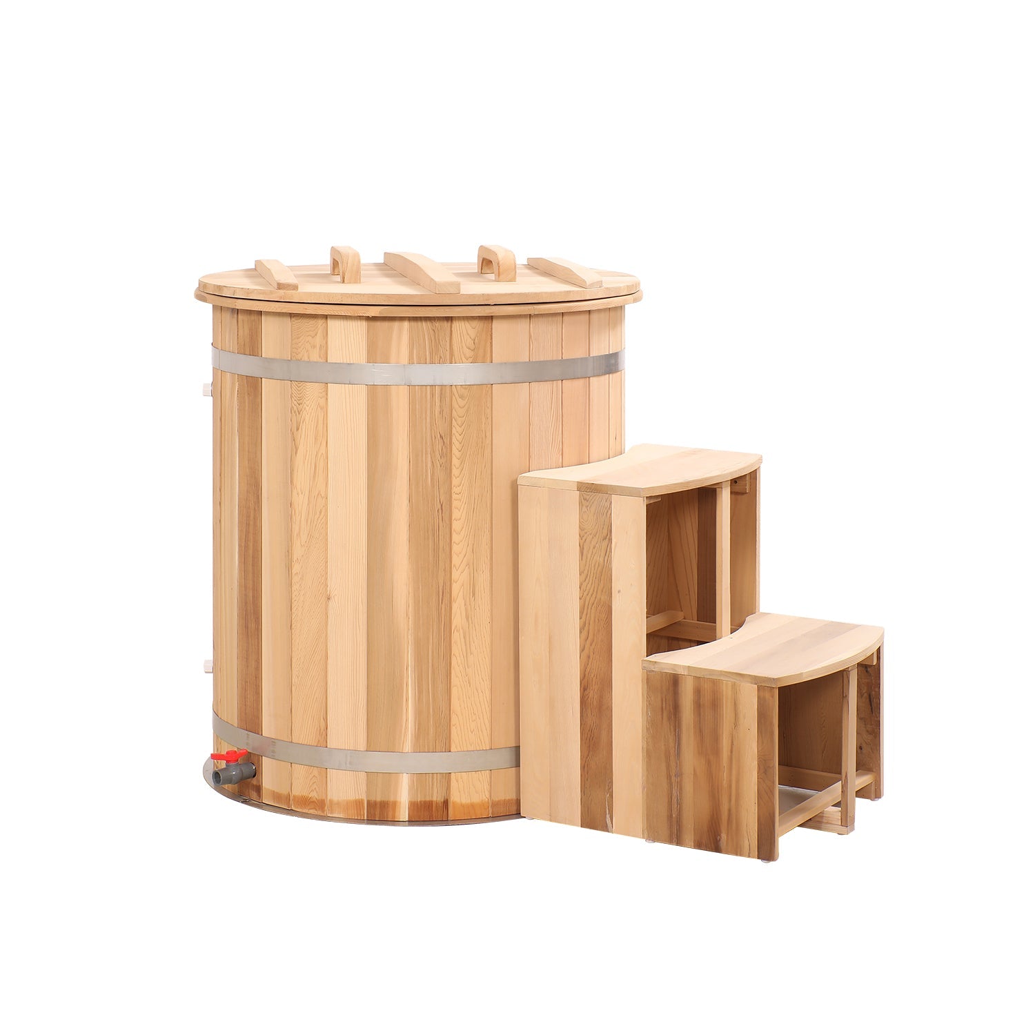 Round Red Cedar Cold Plunge Tub, Cold Plunge Barrel for Human Cryotherapy, Spa & Muscle Recovery – Natural Wood Wellness Design