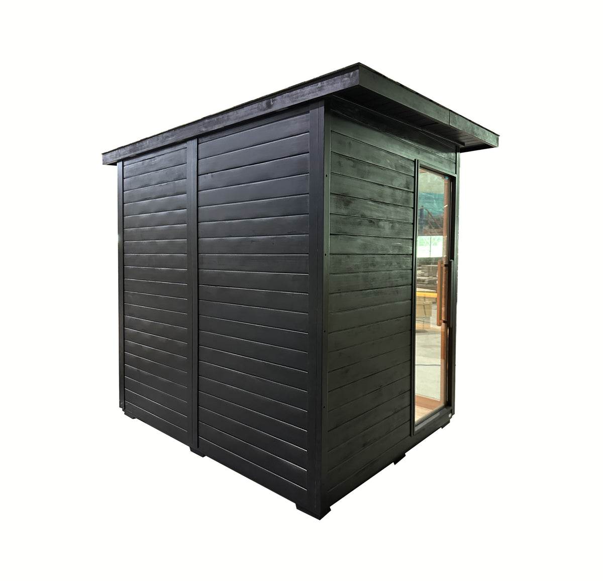 Canadian Red Cedar Outdoor Sauna, 4-5 Person Traditional Steam Sauna with 6KW WIFI Control Heater, Tempered Glass Front, LED Lighting, Bitumen Roof, Complete Accessories Kit for Outdoor & Backyard Use