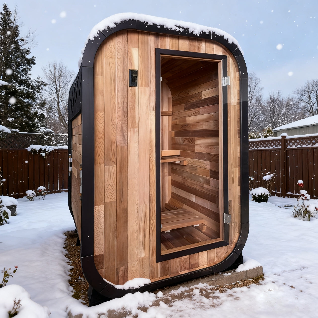 1 - 2 Person Outdoor Traditional Steam Sauna, Handcrafted with Red Cedar Wood