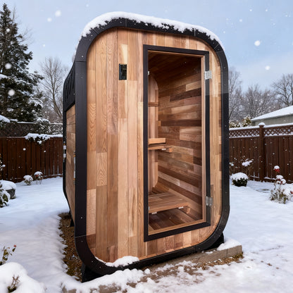 1 - 2 Person Outdoor Traditional Steam Sauna, Handcrafted with Red Cedar Wood