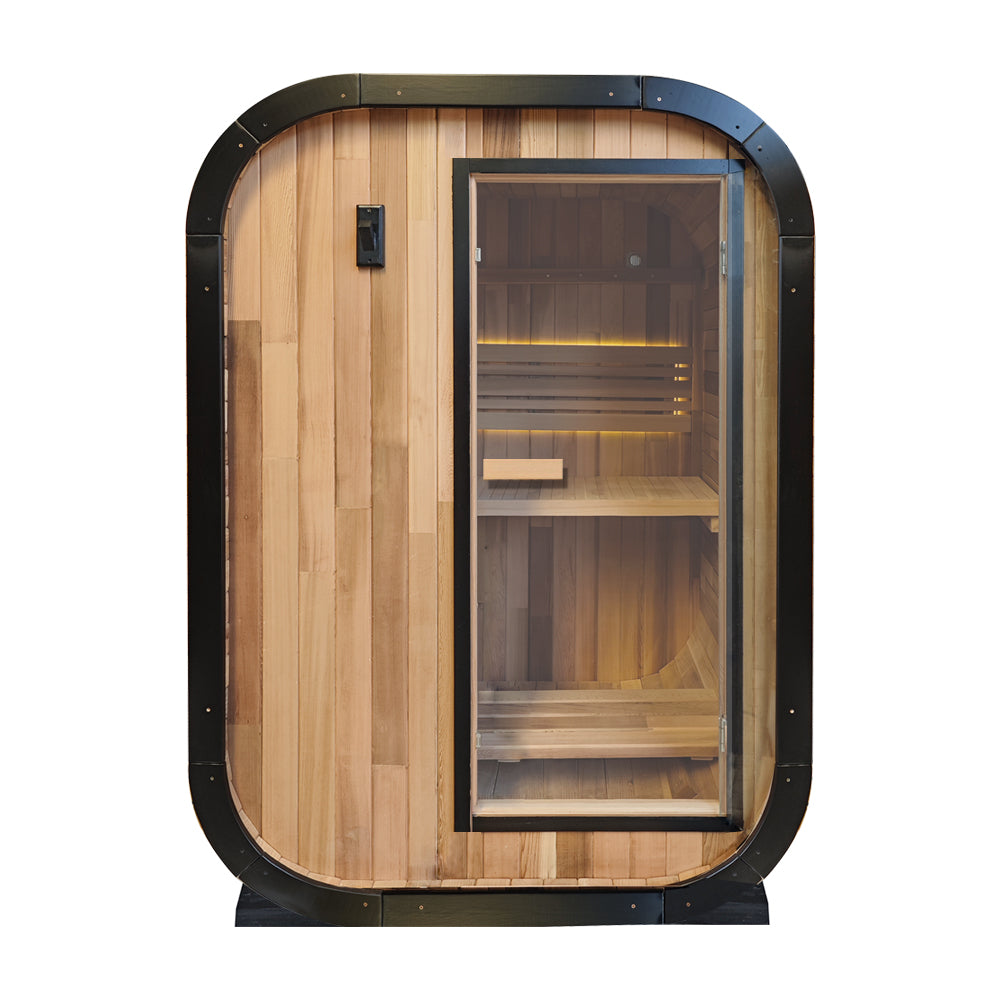 1 - 2 Person Outdoor Traditional Steam Sauna, Handcrafted with Red Cedar Wood