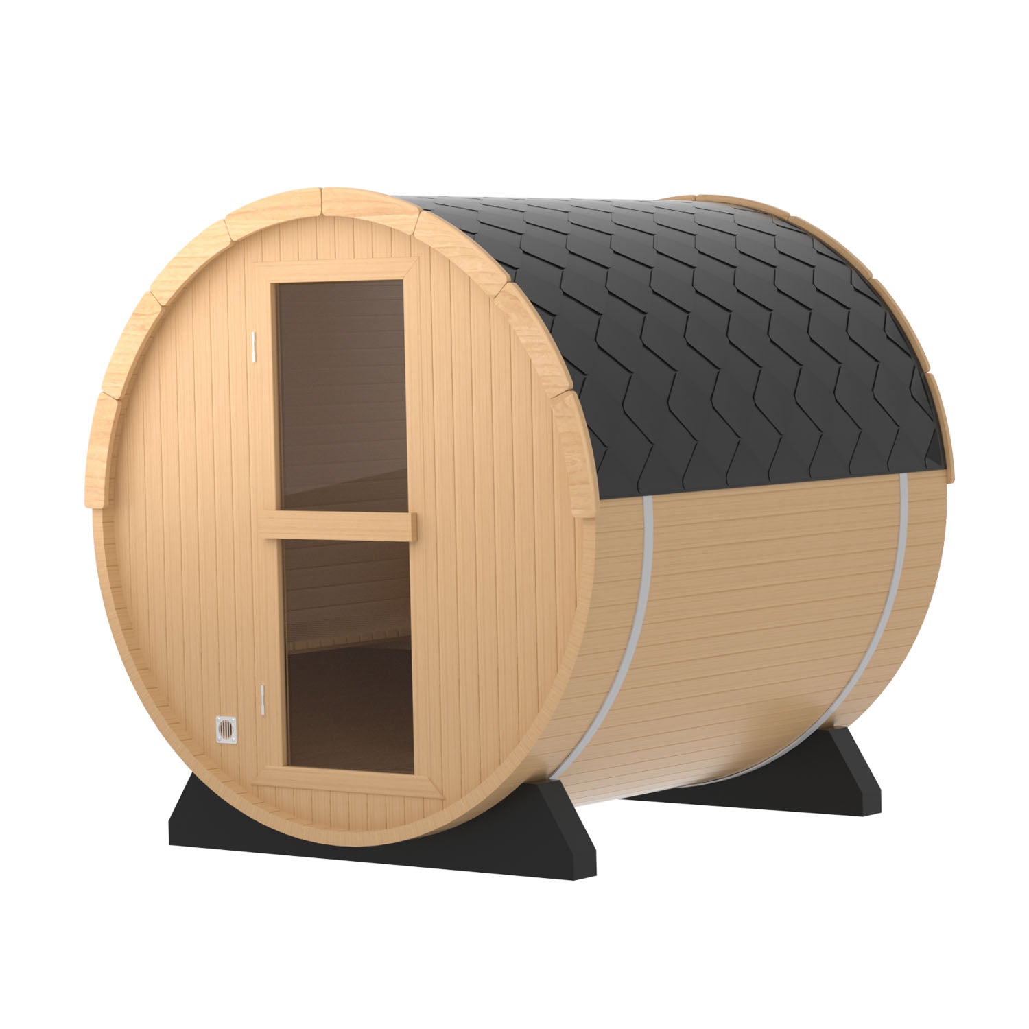 4-Person Hemlock Traditional Steam Sauna with Half-viewing Window