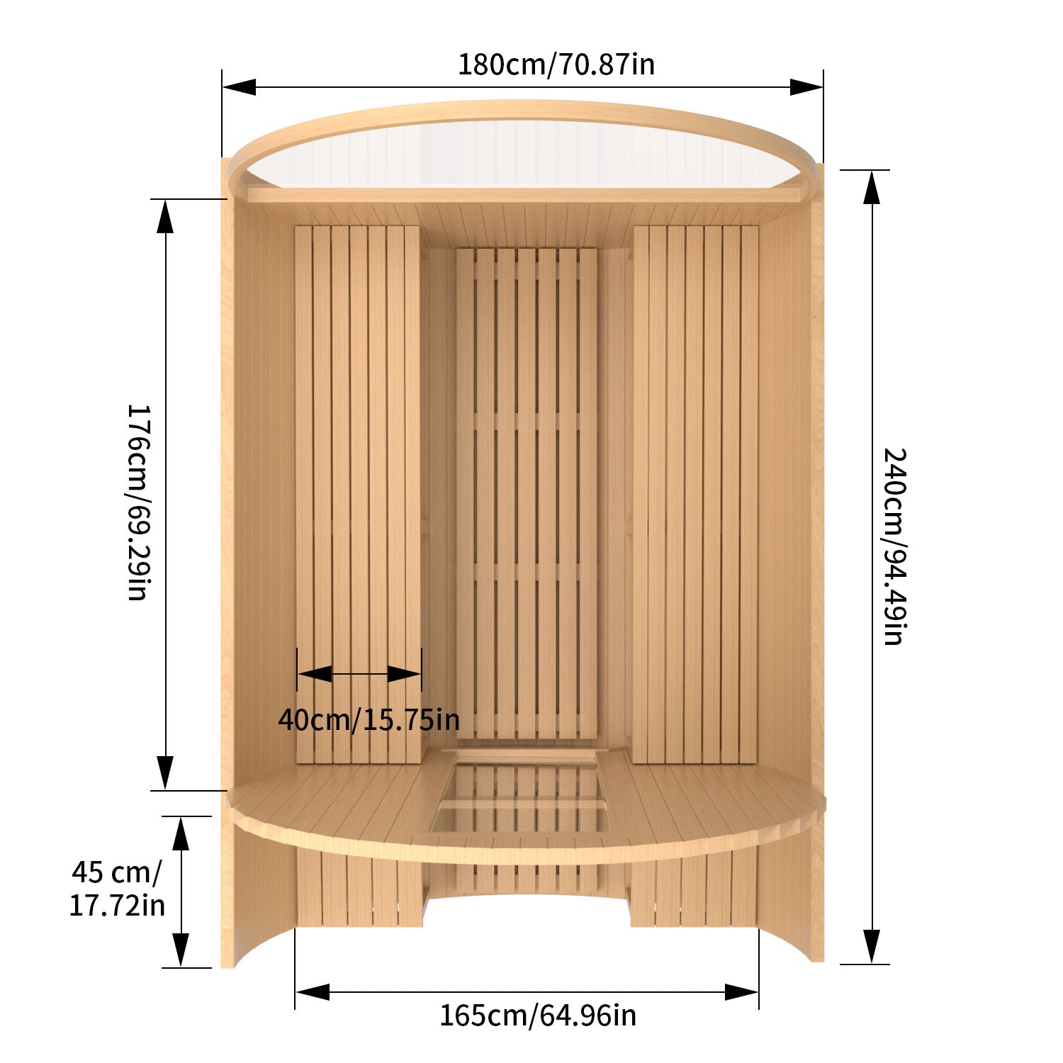 6-Person Hemlock Traditional Steam Sauna with Half-viewing Window