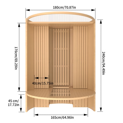 6-Person Hemlock Traditional Steam Sauna with Half-viewing Window