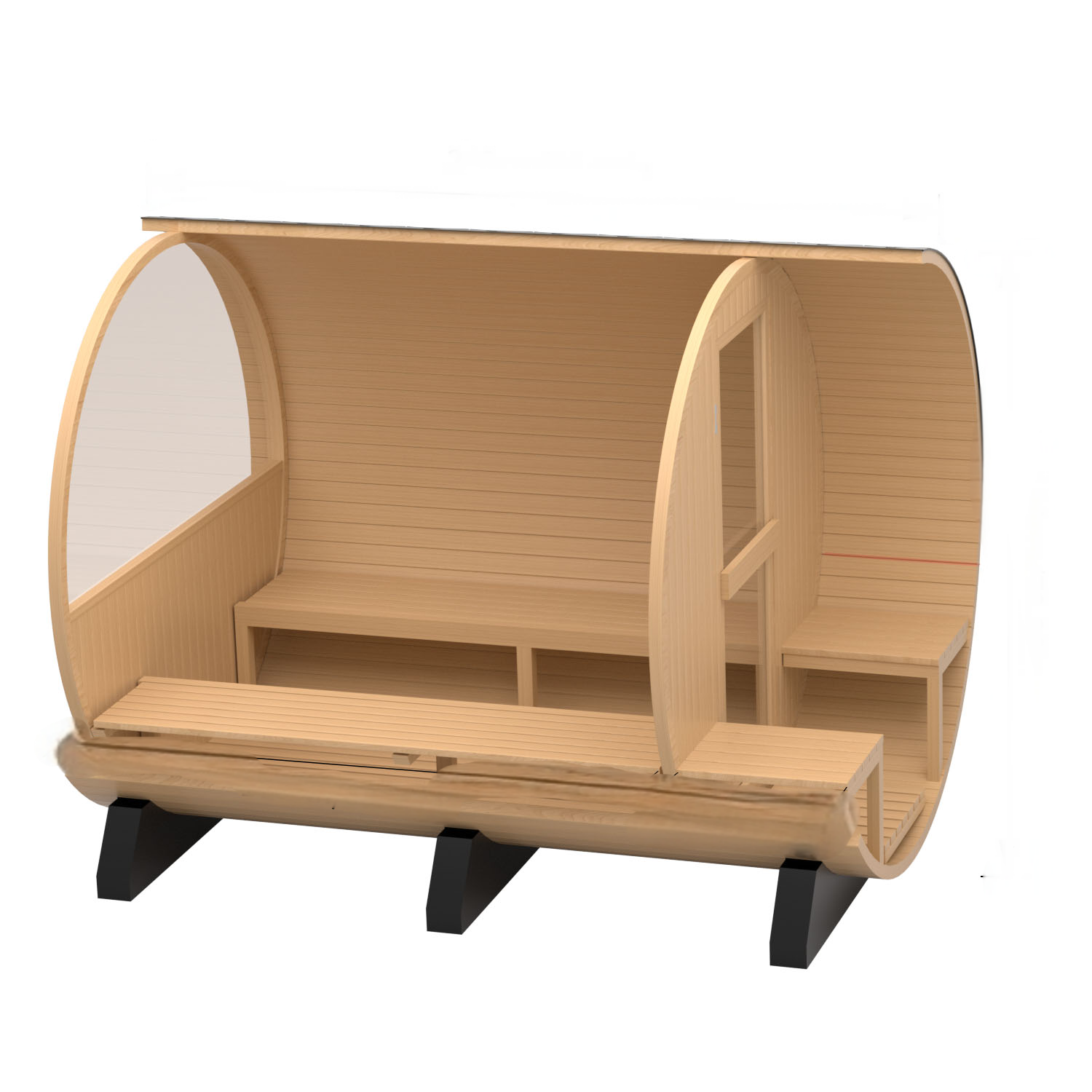 6-Person Hemlock Traditional Steam Sauna with Half-viewing Window