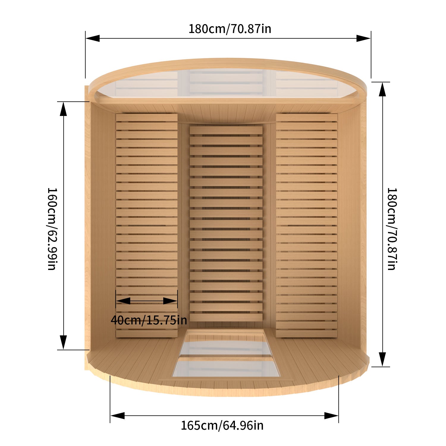 4-Person Hemlock Traditional Steam Sauna with Half-viewing Window