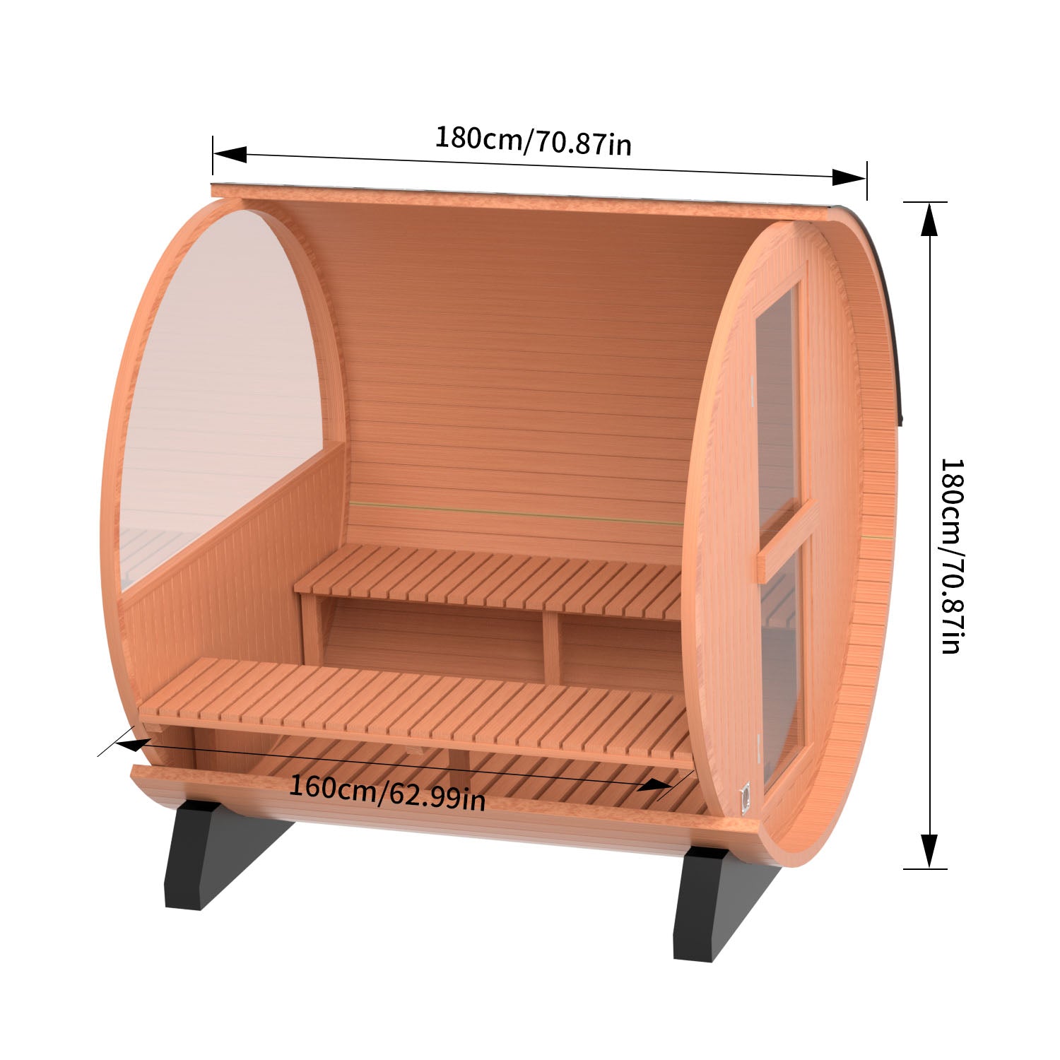 4-Person Patchwork Red Cedar Traditional Steam Sauna with Half-viewing Window