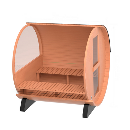 4-Person Patchwork Red Cedar Traditional Steam Sauna with Half-viewing Window