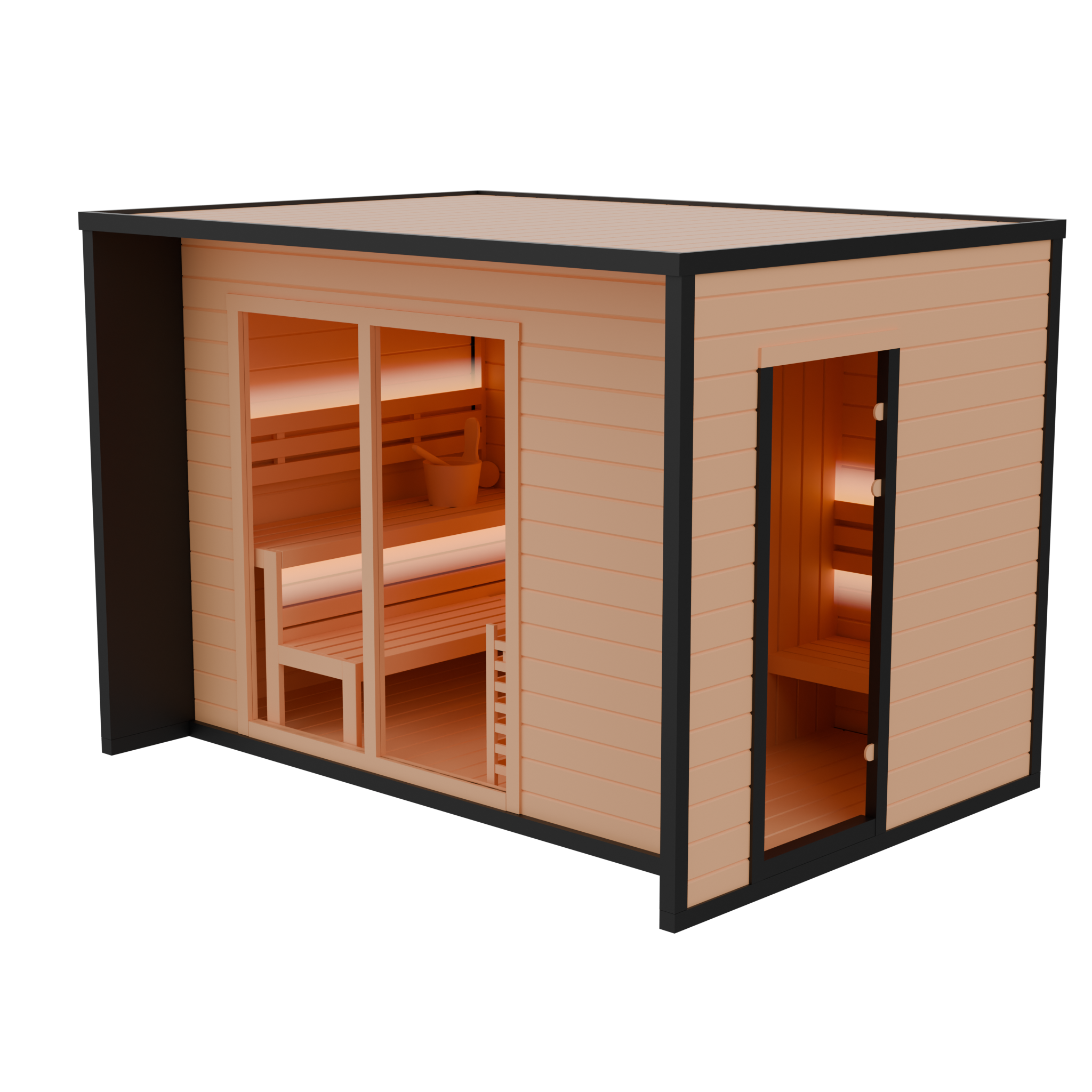 【New product pre-sale】6-person Square Luxury Outdoor Sauna with Private Changing Room - XPO