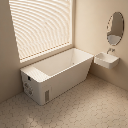 Acrylic Ice Bath Tub with Built-In Ice Machine – All-in-One Cold Plunge Spa System for Athlete Recovery, Hydrotherapy & Home Gym, Modern Sleek Cooling Design