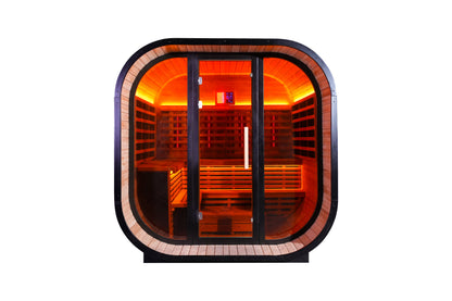 6 - Person Traditional Square Far - Infrared Sauna with Amber Glass
