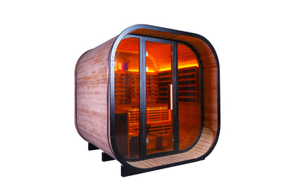6 - Person Traditional Square Far - Infrared Sauna with Amber Glass