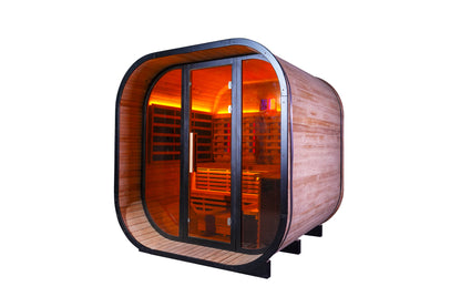 6 - Person Traditional Square Far - Infrared Sauna with Amber Glass