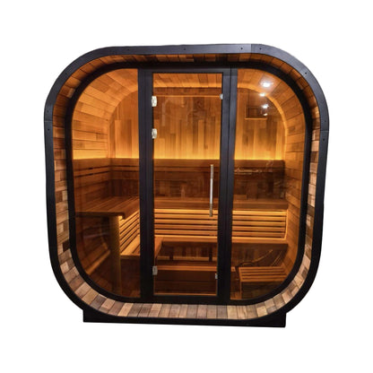 New 4-6 person Black Square Premium Patchwork Red Cedar Outdoor Sauna