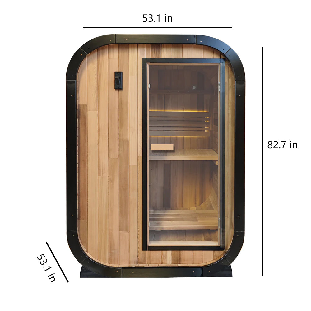 1 - 2 Person Outdoor Traditional Steam Sauna, Handcrafted with Red Cedar Wood