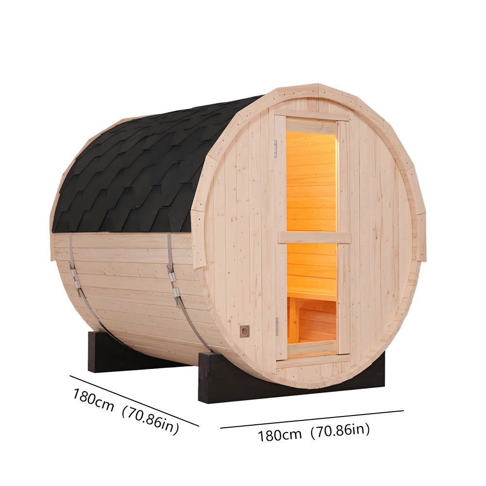 2-4 Person Outdoor Barrel Sauna - Premium White Pine Construction | Backyard Steam Relaxation Haven