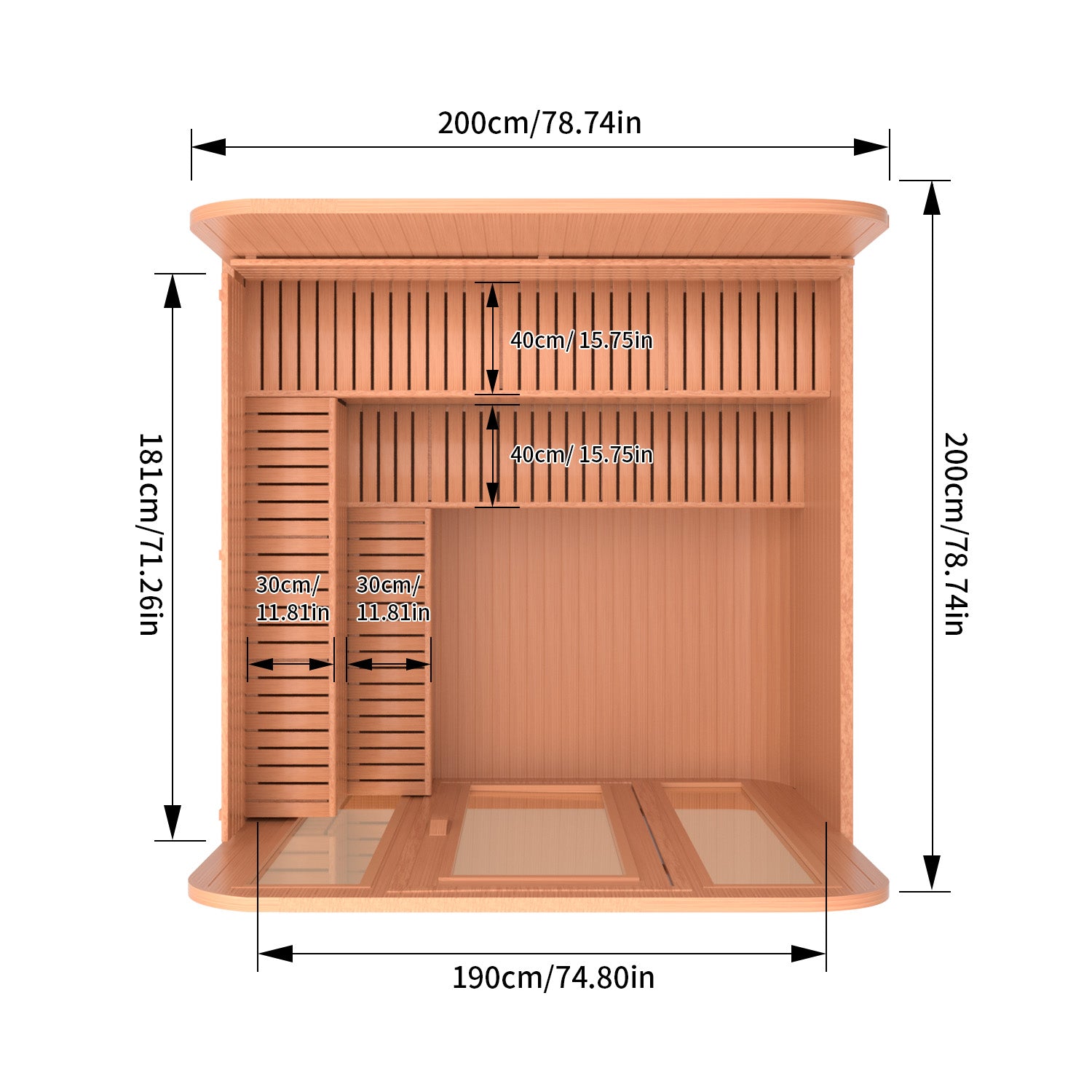 Outdoor Square Sauna, Patchwork Red Cedar Traditional Steam Sauna Kit with Outdoor Waterproof Tile and More