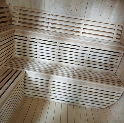 4-6 Person Outdoor Square Traditional White Pine Steam Sauna with Tempered Glass Panels & Weatherproof Roof
