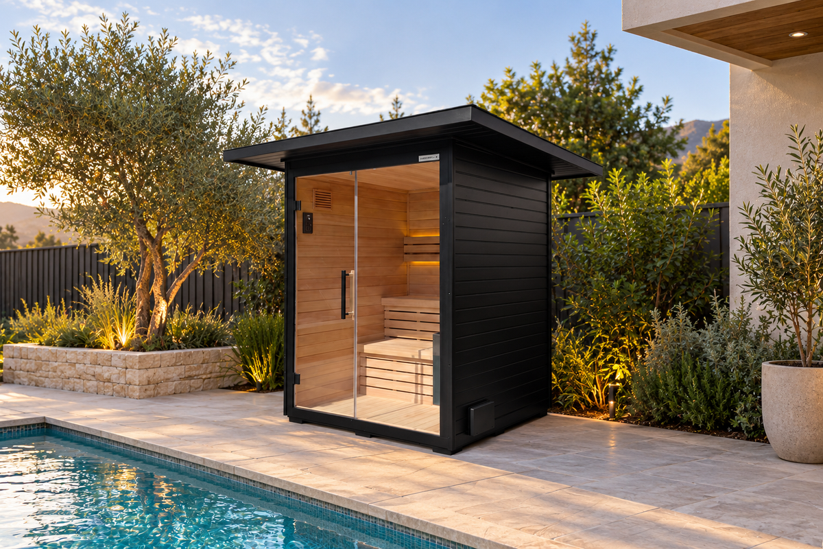 Premium Canadian Red Cedar Sauna for 3-4 People | 6kW Heater, Tempered Glass Front, LED Lighting, Indoor/Outdoor Use, with Complete Accessories for Home Wellness Recovery