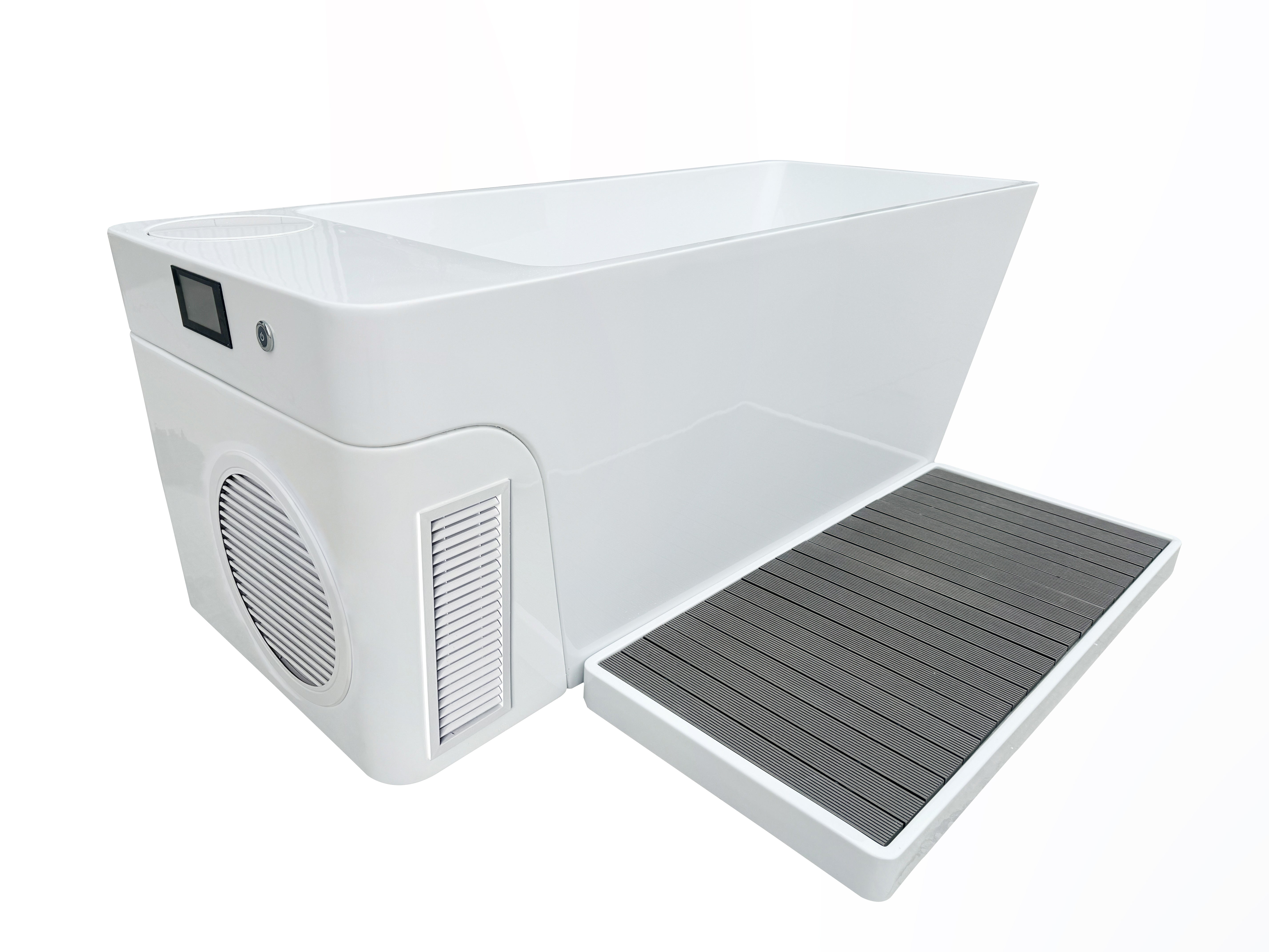 Acrylic Ice Bath Tub with Built-In Ice Machine – All-in-One Cold Plunge Spa System for Athlete Recovery, Hydrotherapy & Home Gym, Modern Sleek Cooling Design