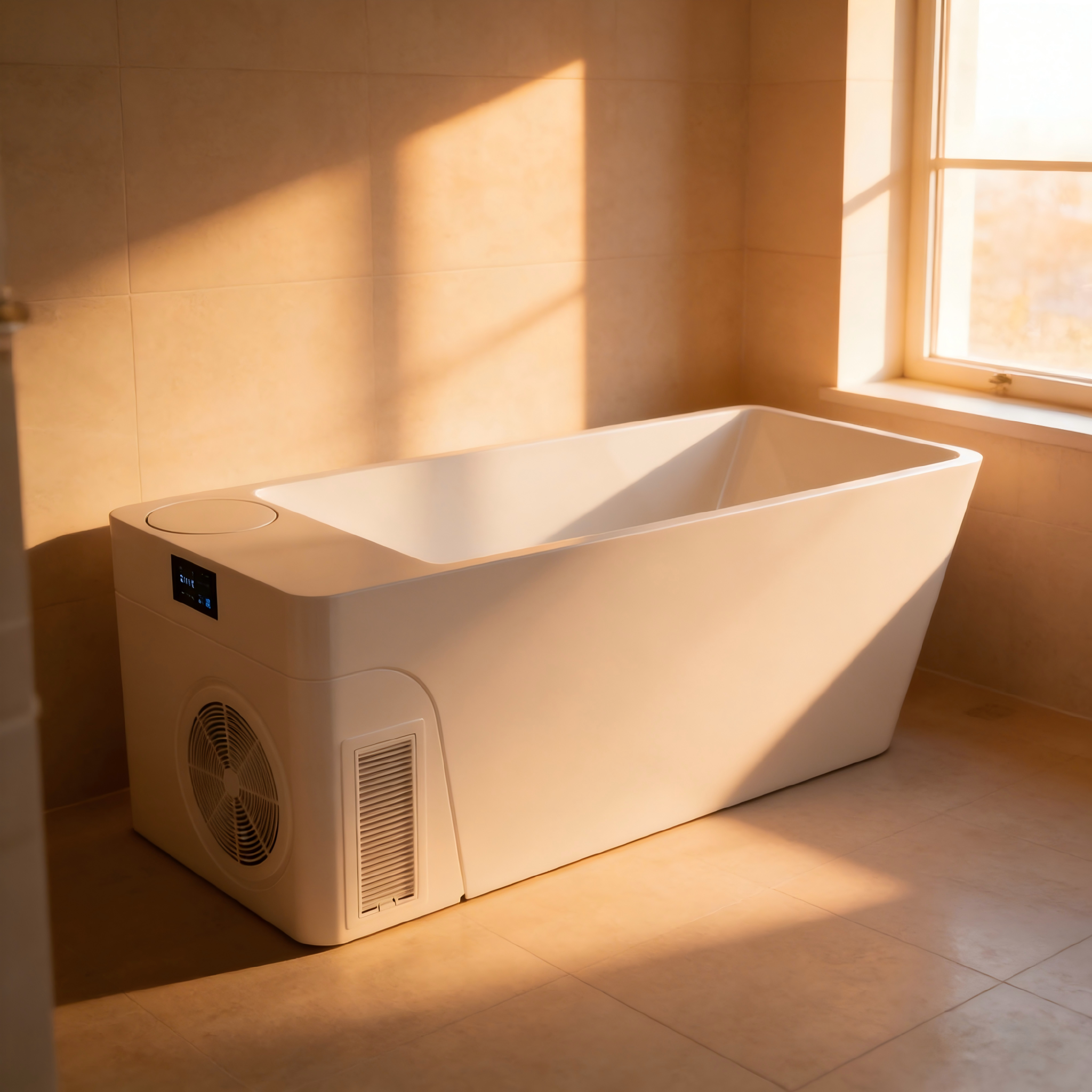 Acrylic Ice Bath Tub with Built-In Ice Machine – All-in-One Cold Plunge Spa System for Athlete Recovery, Hydrotherapy & Home Gym, Modern Sleek Cooling Design