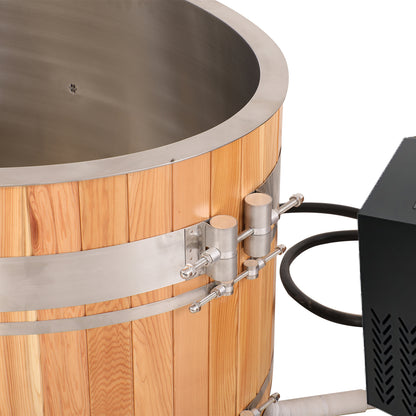 Premium Red Cedar Oval Ice Bath Tub – Cold Plunge Spa Barrel for Athletes Recovery & Therapeutic Home Use, Natural Wooden Therapy Tub