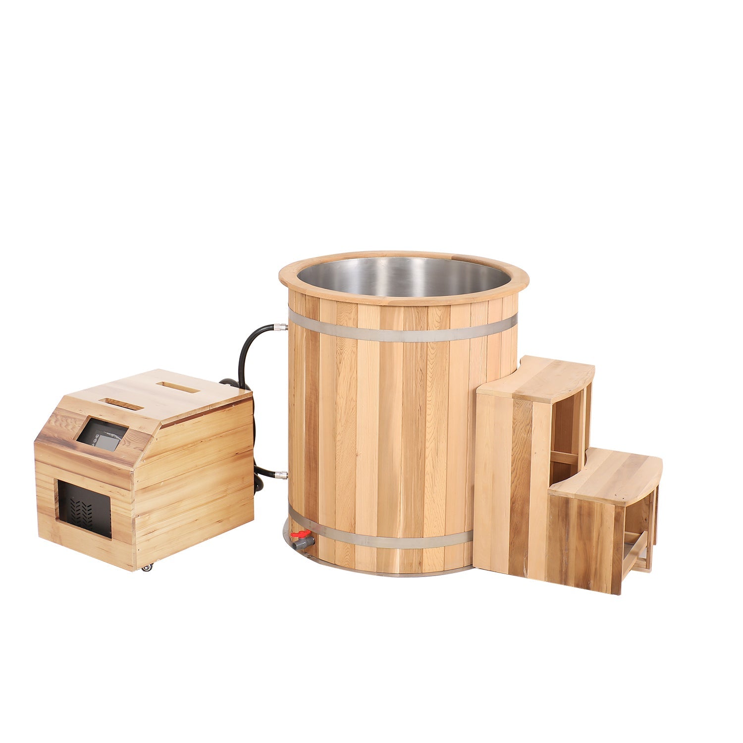 Round Red Cedar Cold Plunge Tub, Cold Plunge Barrel for Human Cryotherapy, Spa & Muscle Recovery – Natural Wood Wellness Design