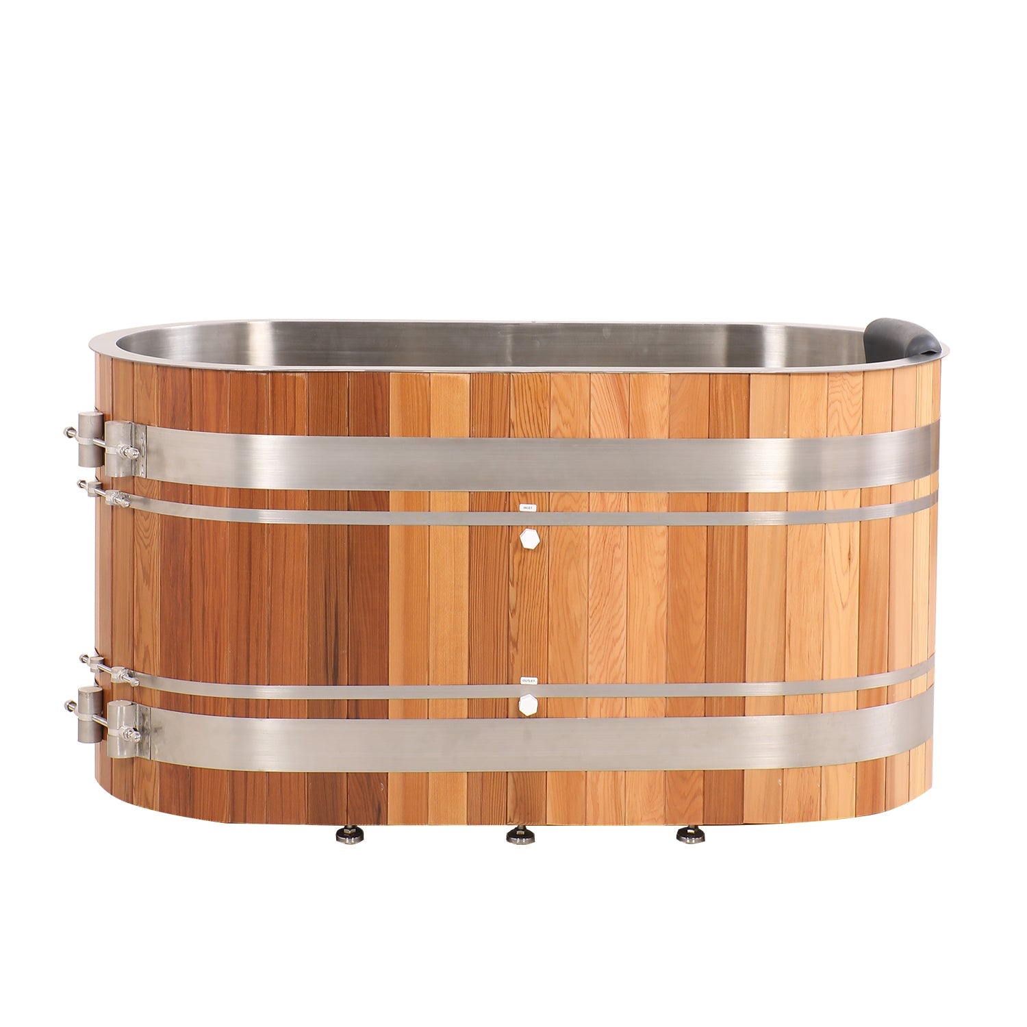 U-Shaped Red Cedar Ice Bath Tub – Ergonomic Cold Plunge Spa Barrel for Cold Water Therapy, Athlete Recovery & Home Wellness, Natural Wooden Wellness Tub