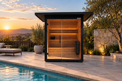 Premium Canadian Red Cedar Sauna for 3-4 People | 6kW Heater, Tempered Glass Front, LED Lighting, Indoor/Outdoor Use, with Complete Accessories for Home Wellness Recovery