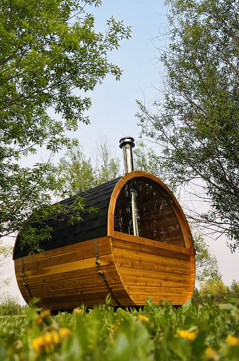 8'X14 CEDAR BARREL SAUNA(8-10 ADULTS)