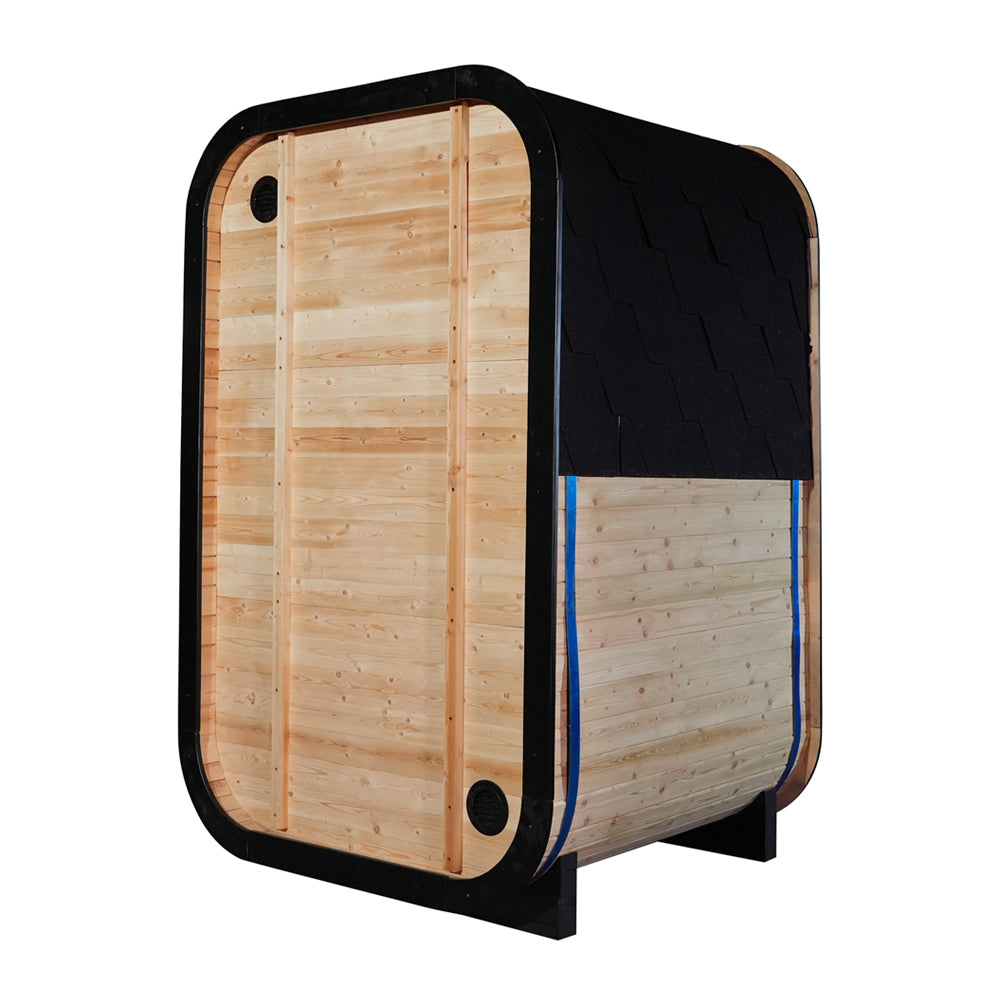 Outdoor Traditional Steam Sauna - Carbonized Spruce Wood, Tinted Glass, 6KW Heater, 1-2 Person Capacity for Backyard/Patio Relaxation Product Description