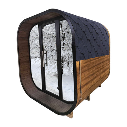 New 4-6 person Black Square Premium Thermo Spruce Wood Outdoor Sauna-FFF