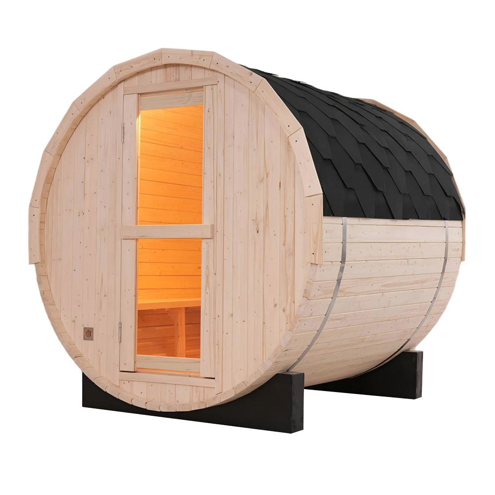2-4 Person Outdoor Barrel Sauna - Premium White Pine Construction | Backyard Steam Relaxation Haven