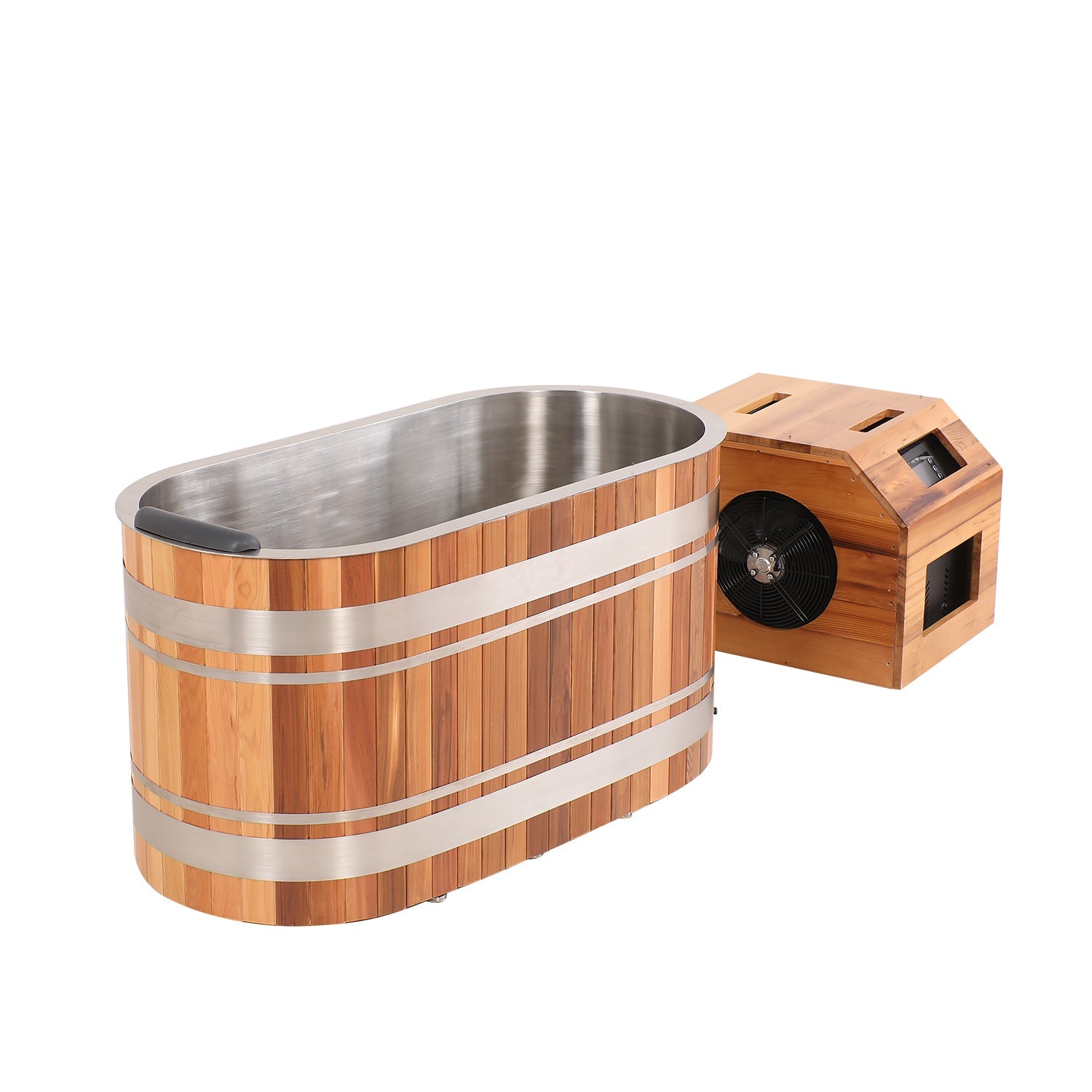 U-Shaped Red Cedar Ice Bath Tub – Ergonomic Cold Plunge Spa Barrel for Cold Water Therapy, Athlete Recovery & Home Wellness, Natural Wooden Wellness Tub