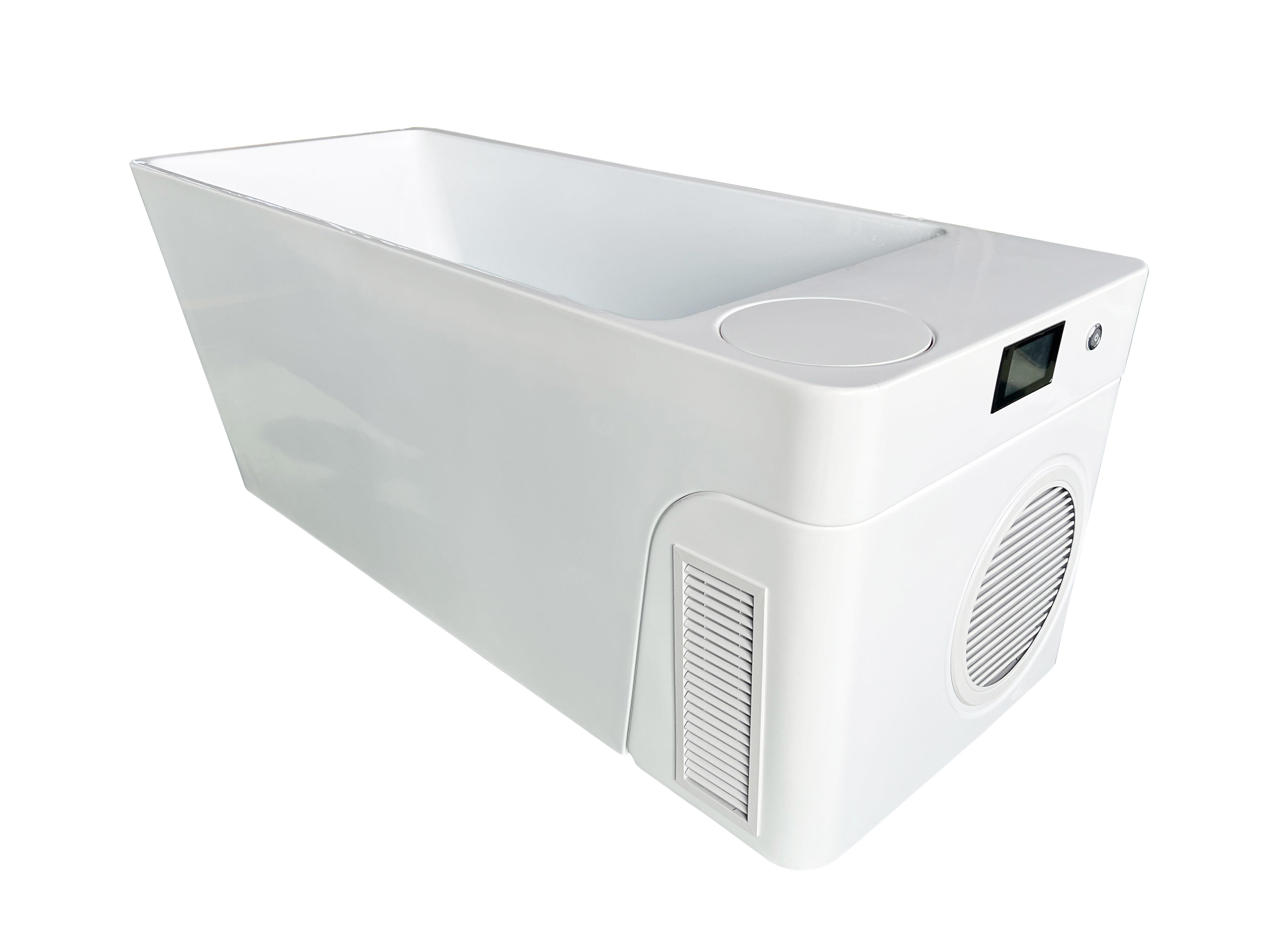 Acrylic Ice Bath Tub with Built-In Ice Machine – All-in-One Cold Plunge Spa System for Athlete Recovery, Hydrotherapy & Home Gym, Modern Sleek Cooling Design